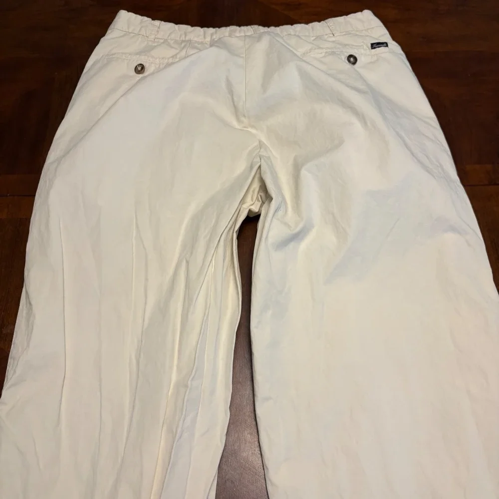 Faconnable Chino Pants Mens 38 Cream Cotton Straight Leg Cuffed Luxury